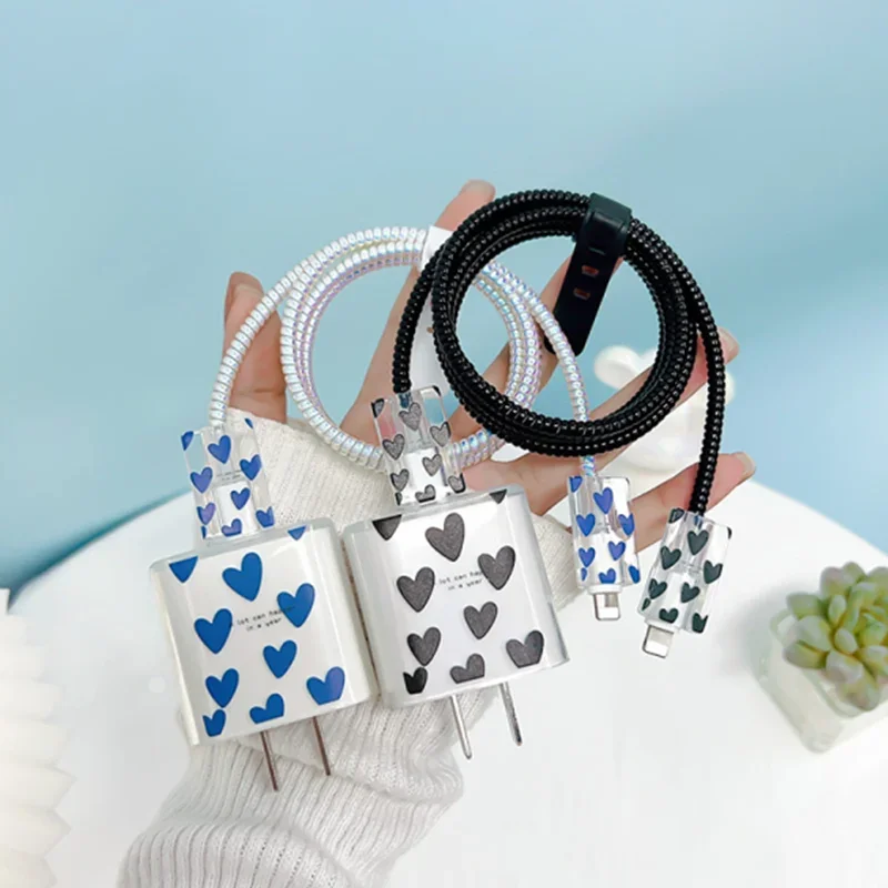 5pcs Charging Data Cable Protector For iPhone 18/20w Charger Protective Cover Winder Accessories