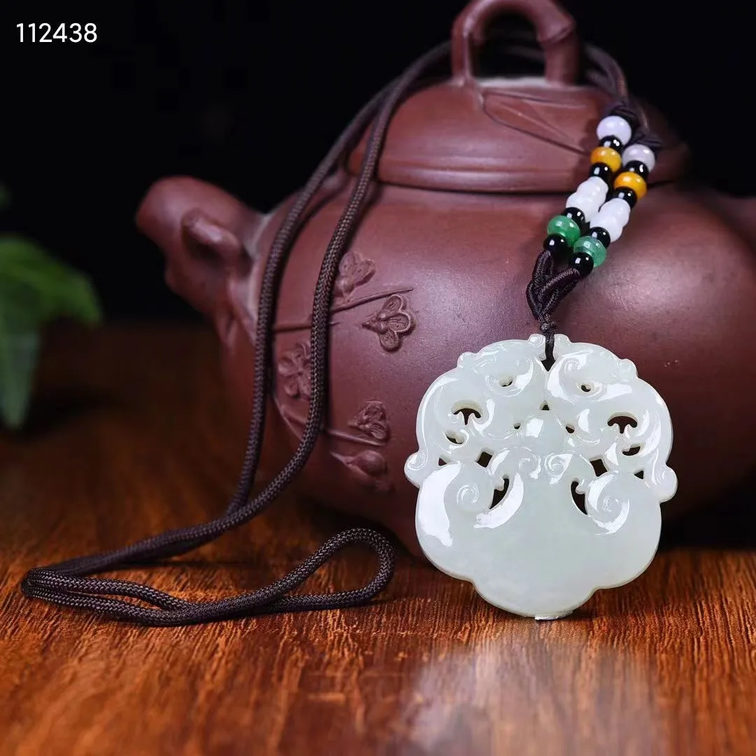 

Natural 100% real white hetian jade carve two dragons jade pendant Bless peace necklace jewellery for men women gifts luck jade