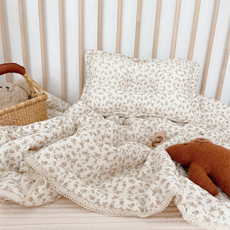Baby Camellia Rose Print Muslin Trends Blanket Quilt