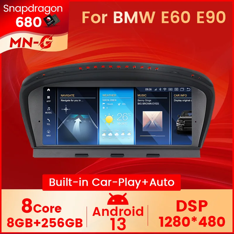 Radio con GPS para coche, reproductor Multimedia con Android 13, S680, Carplay inalámbrico, DSP, 4G, para BMW Serie 2024, E60, E61, E63, E64, E90, E91, E92, novedad de 3/5