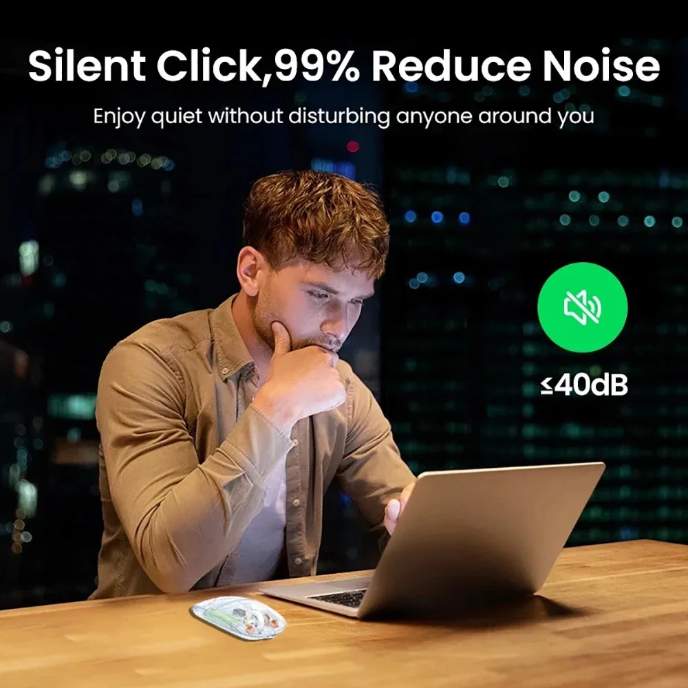Wireless Mouse Bluetooth Mouse 2.4G Dual-Mode Transparent 1600 DPI Silent Rechargeable Mice for PC Laptop Macbook