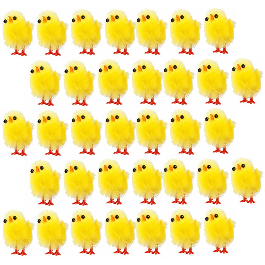 

60pcs Chicks Set Plush Chicken Figures Figurines Farm Statues Table for Kids Party Favors 3cm