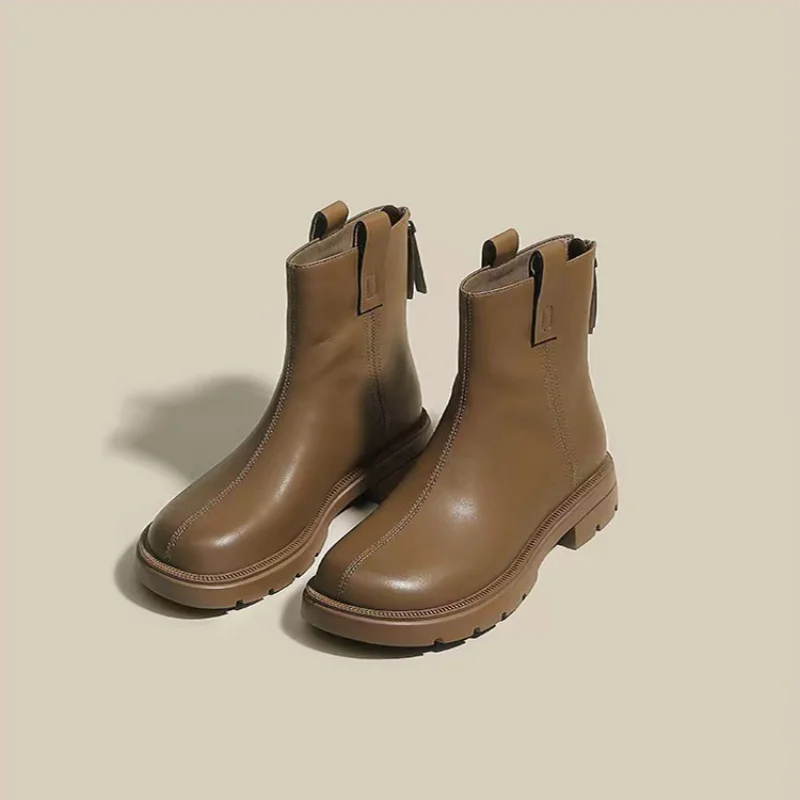 Autumn Winter Chelsea Boots Women Platform Brown Black Beige White Ankle Boots for Women Fur Short Chunky Punk Gothic Shoes