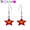 2017 New Design 316L Stainless Steel Red Five-pointed Star Dangle Earrings Wonder Women Drop Earrings in Jewelry 1