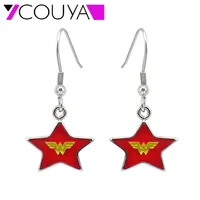 2017 New Design 316L Stainless Steel Red Five-pointed Star Dangle Earrings Wonder Women Drop Earrings in Jewelry 1