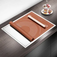 ASRAS อ่างล้างจานใหม่ฝาครอบคู่ซ่อนเดี่ยวขนาดใหญ่ขนาด 304 สแตนเลส 4 มม.ความหนา Handmade Brushed อ่างล้างจาน 5