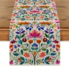 Mexican Day of The Dead Floral Linen Table Runners Holiday Party Decor Reusable Dia De Los Muertos Table Runner Home Decorations 1