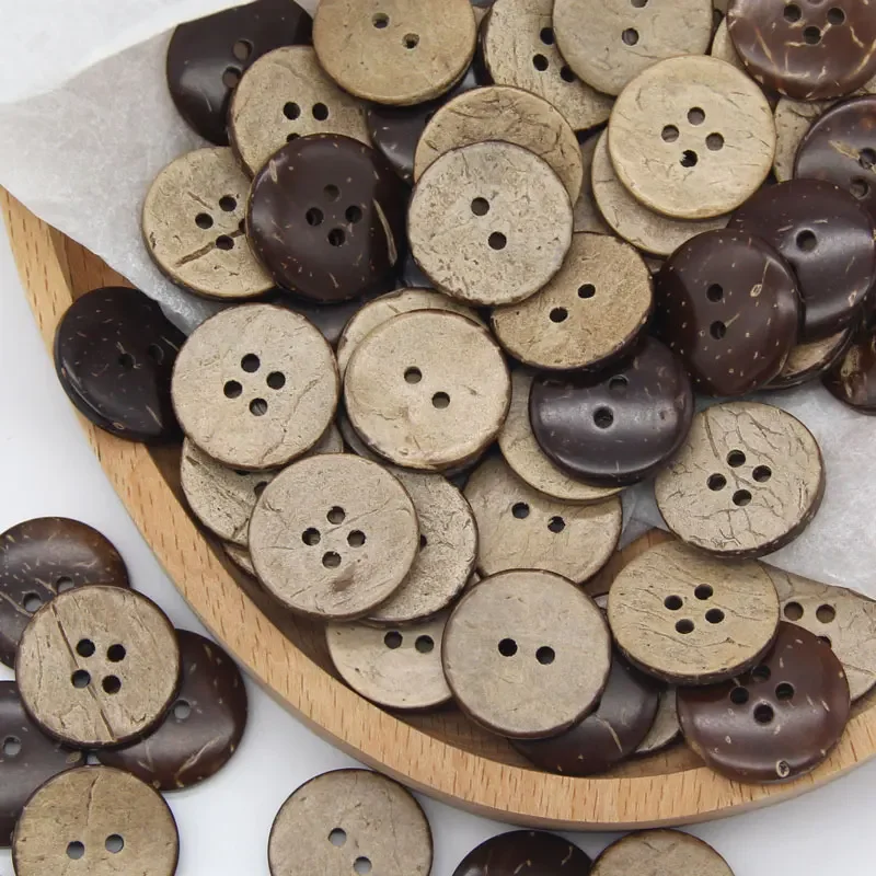 Natural Wooden Coconut Sewing Buttons For Clothing Decorations Scrapbooking Eco-friendly Wood DIY Crafts Accessories Wholesale
