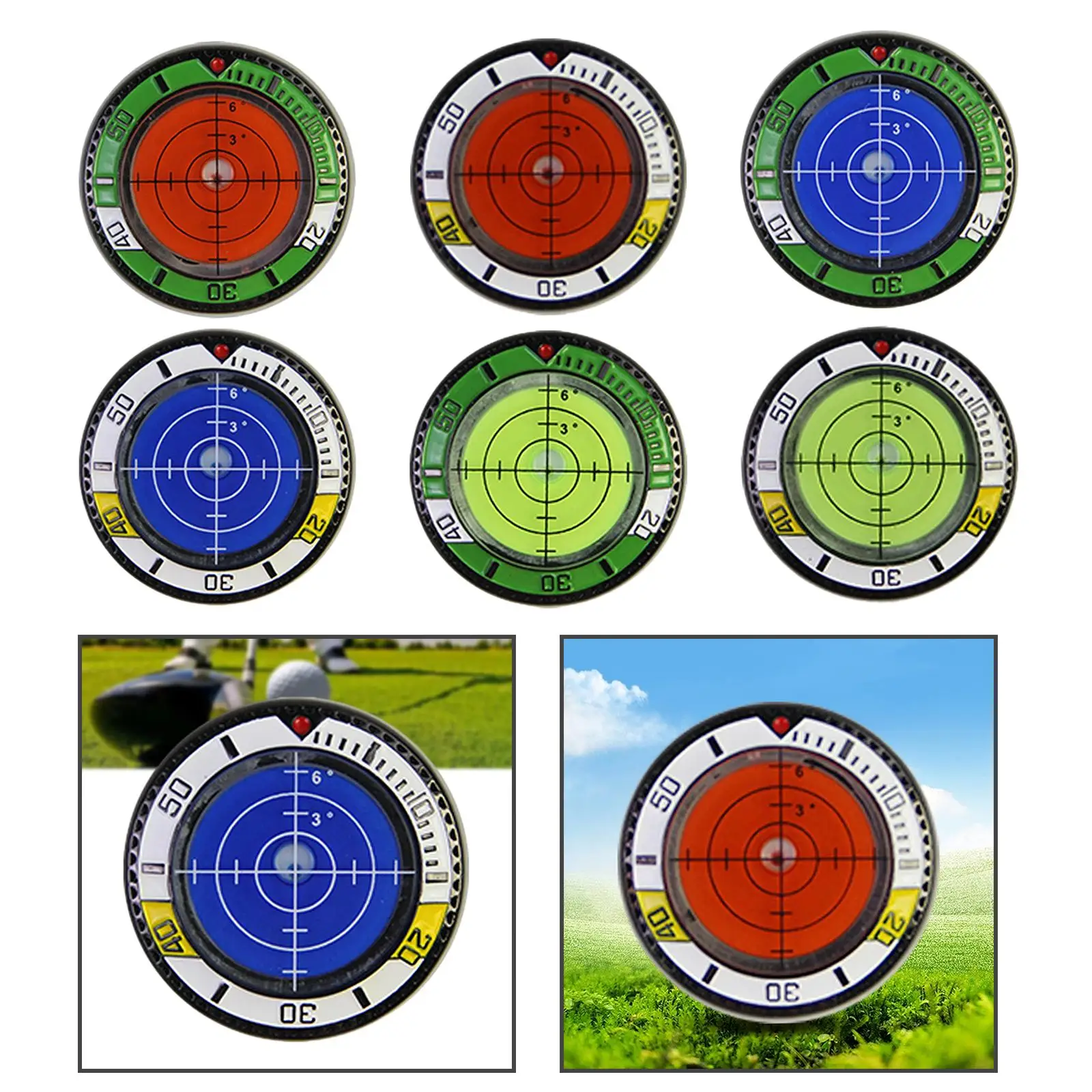 Golf Putting Green , Golf Ball Marker, Compact Ball Mark Circular Bubble Level Putting Aid for Men, Women