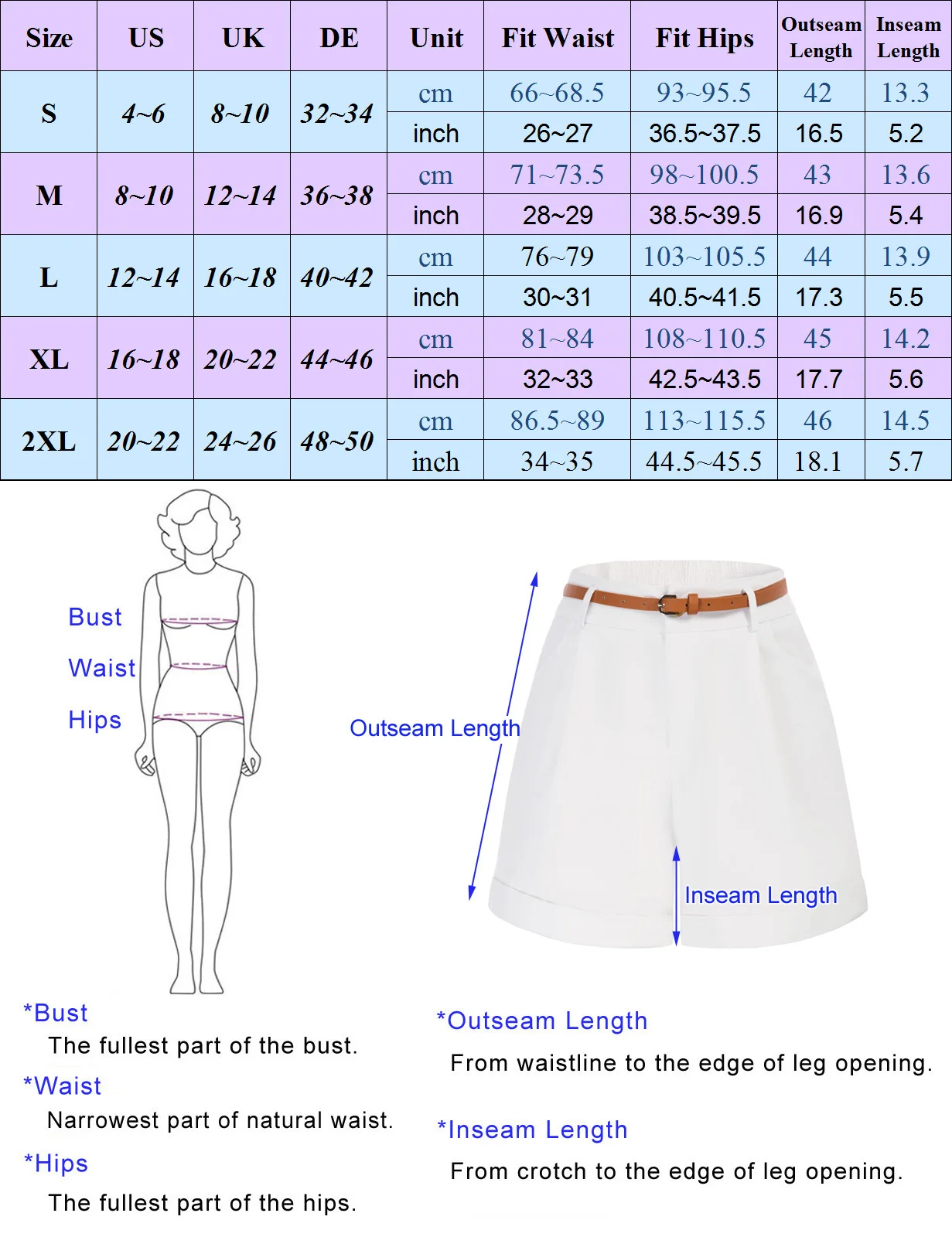 Belle Poque Women Bermuda Shorts Elastic Waist Wide Leg Shorts With Pockets And Belts 50s Summer High Waisted Short Pants A30