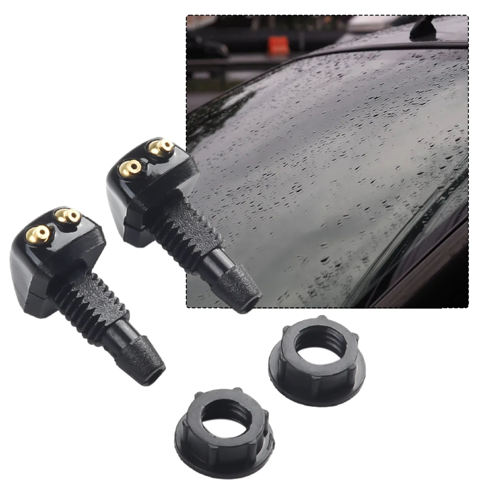 

Washer Jet Washer Wiper Nozzle Washer Sprayer 2PCS ABS Plastic Anti-corrosion Dual Holes Sprayer Universal High Quality