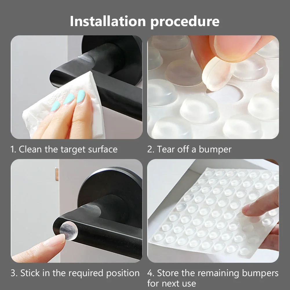 100Pcs Self Adhesive Door Stopper Rubber Damper Cabinet Bumpers Silicone Furniture Pads Cushion Protective Pads