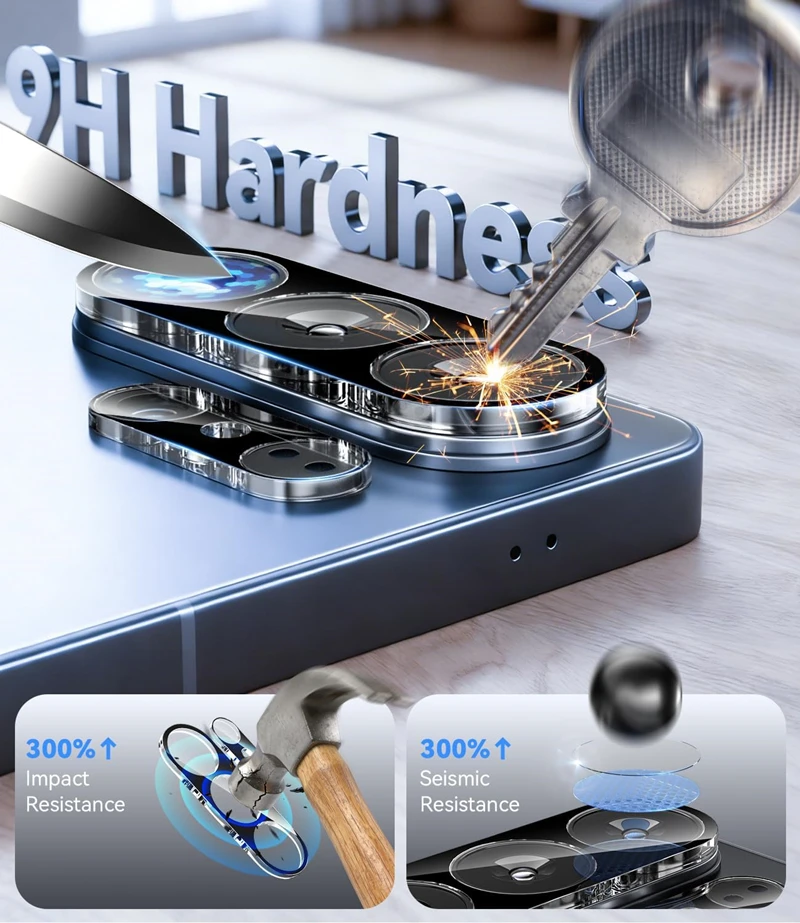 Ultra Clear 9H Tempered Glass Camera Lens Protector - Anti-Scratch, Case Friendly