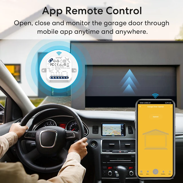 QCSMART Tuya Garage Door Opener Controller System Relay Module Smart Life App Remote Control Timer Work Google Assistant Alexa 2