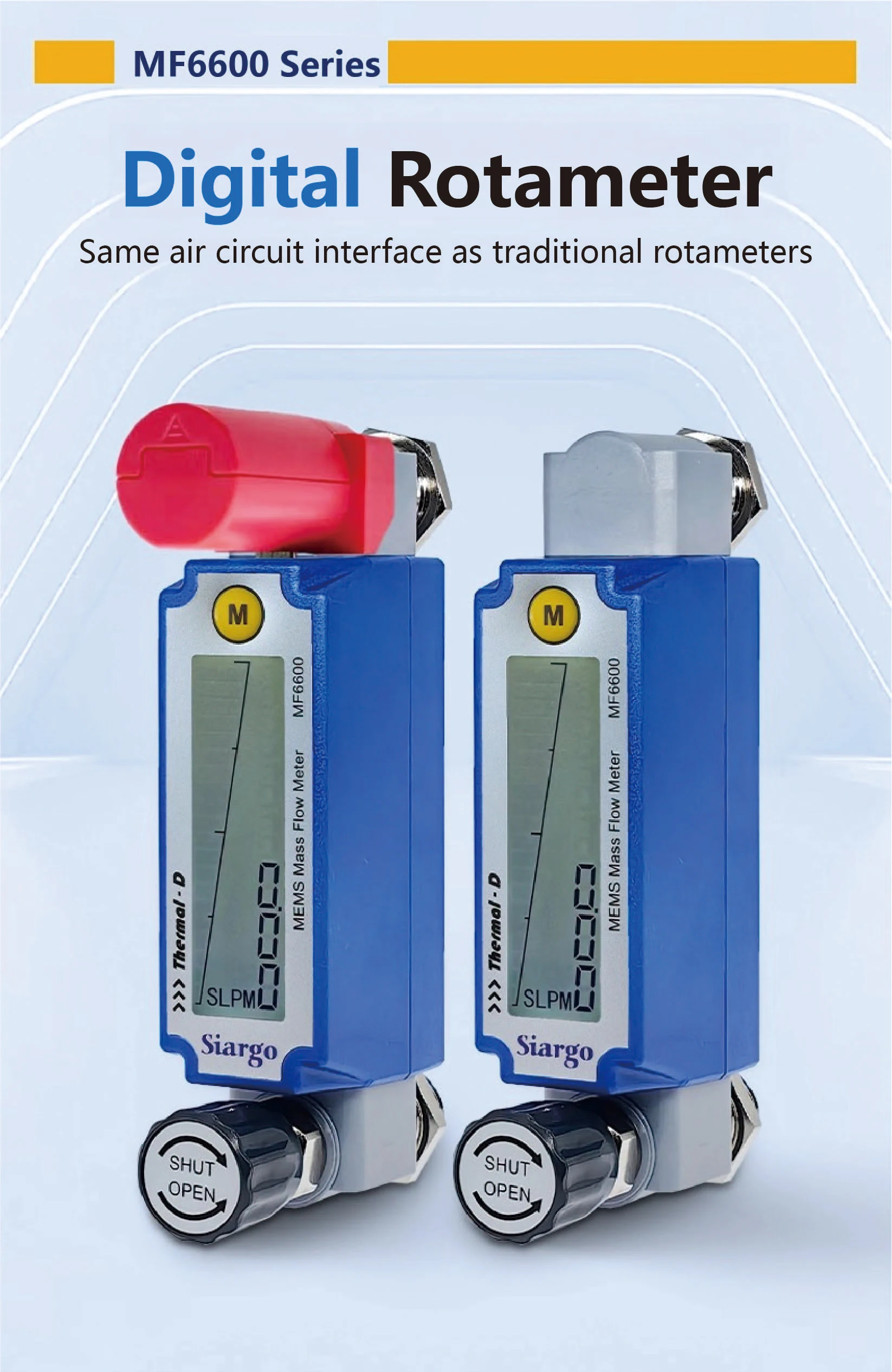 MEMS Digital Rotameter MF6600 Gas Flow Meter LCD Display RS485 Adjustable Mass F