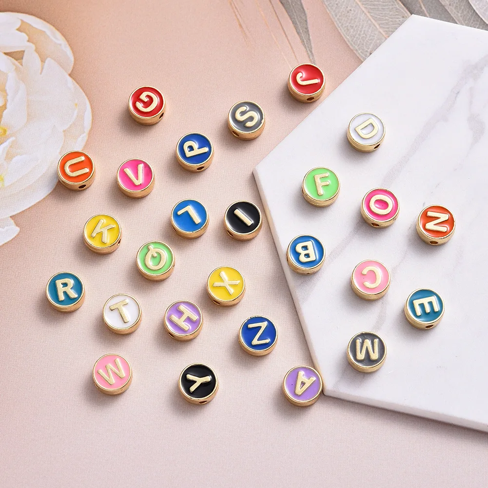 Color drop oil alloy 26 English letter beads scattered beads bracelet