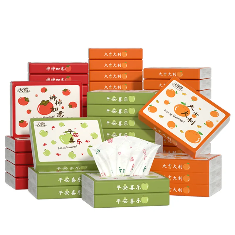 60 paquets de papier de soie pour un transport pratique, serviettes originales à base de bois, serviettes en papier épaisses à cinq couches pour une commodité