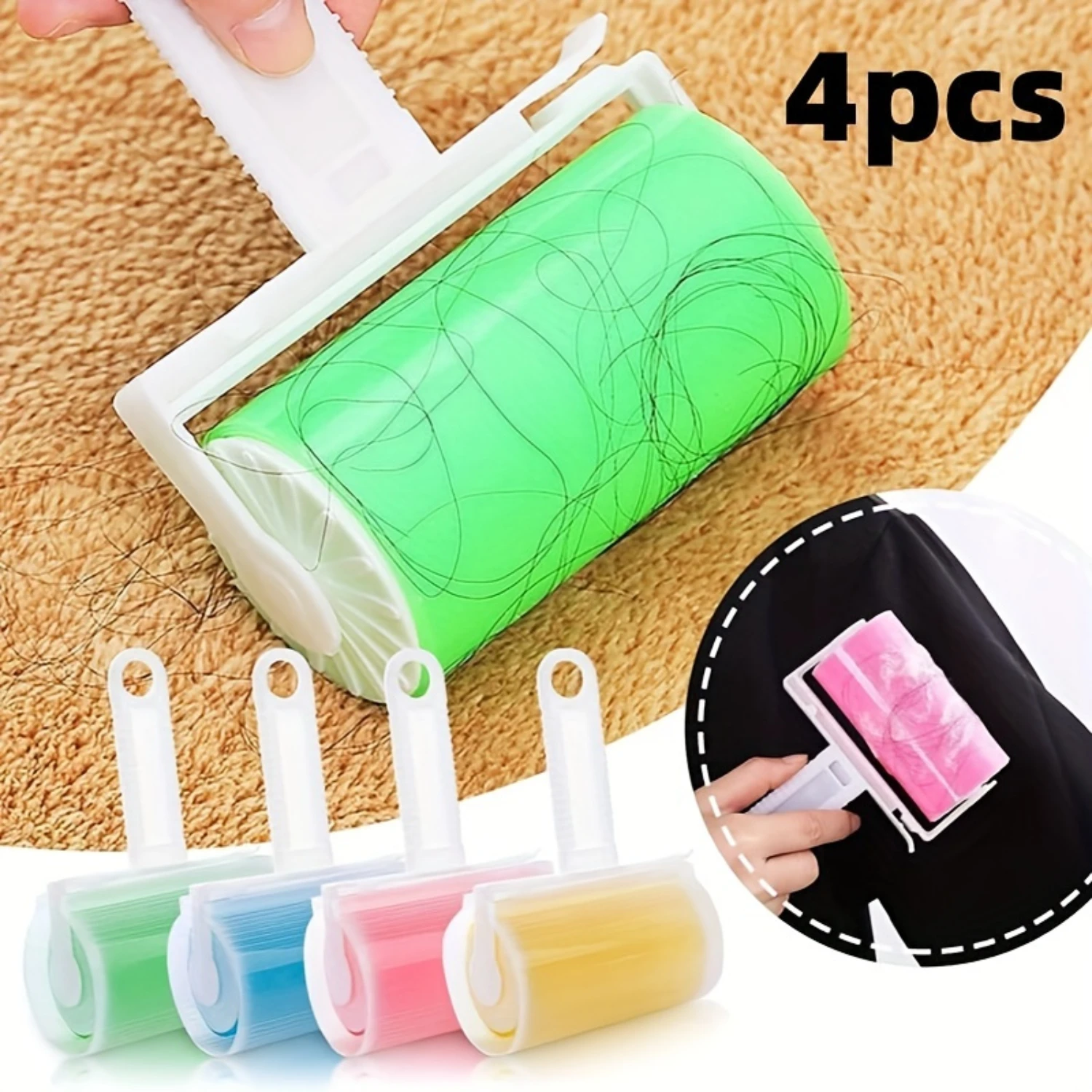 10pcs Sticky Hair Roller/Hand Held Carpet Roller, Washable Reusable Roller for Pet Hair Super Sticky, Dog Roller, Removes P