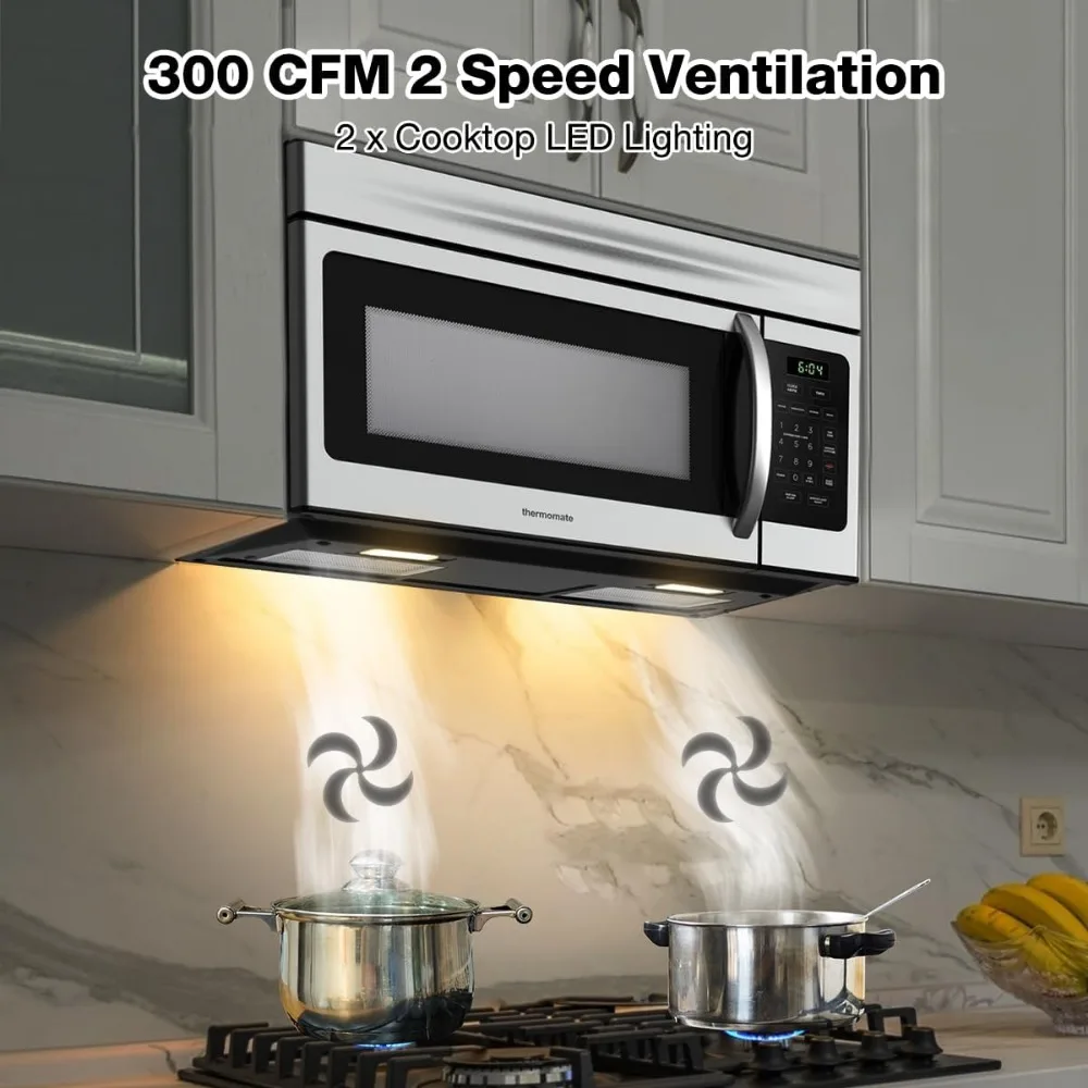 30" Over The Range Microwave Oven, Thermomate 1.6 Cu. Ft. Capacity Microwave Over The Stove with One Touch, 1000 Cooking Watts 4