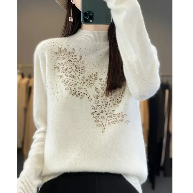 Women Sweaters Thick Warm Autumn Winter Mock Neck Fashion Pullovers Long Sleeve Basic Jumper Knit Bottoming Shirt Korean Sweater 2