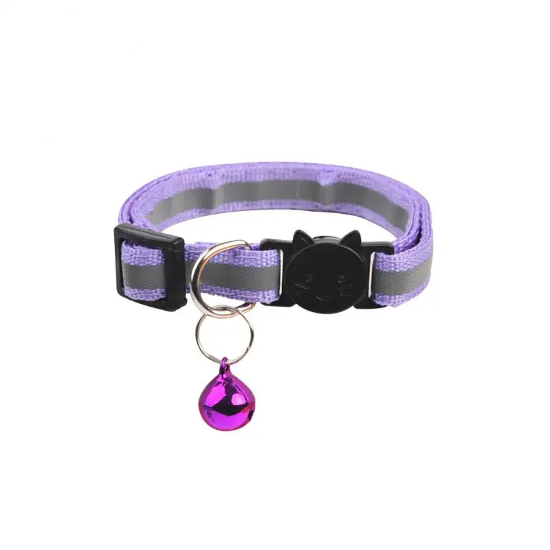 Pet Cats Dog Collar With Bell Reflective Adjustable Necklace Strap Luminous Breakaway Buckles Collar Pet Products Accessories 