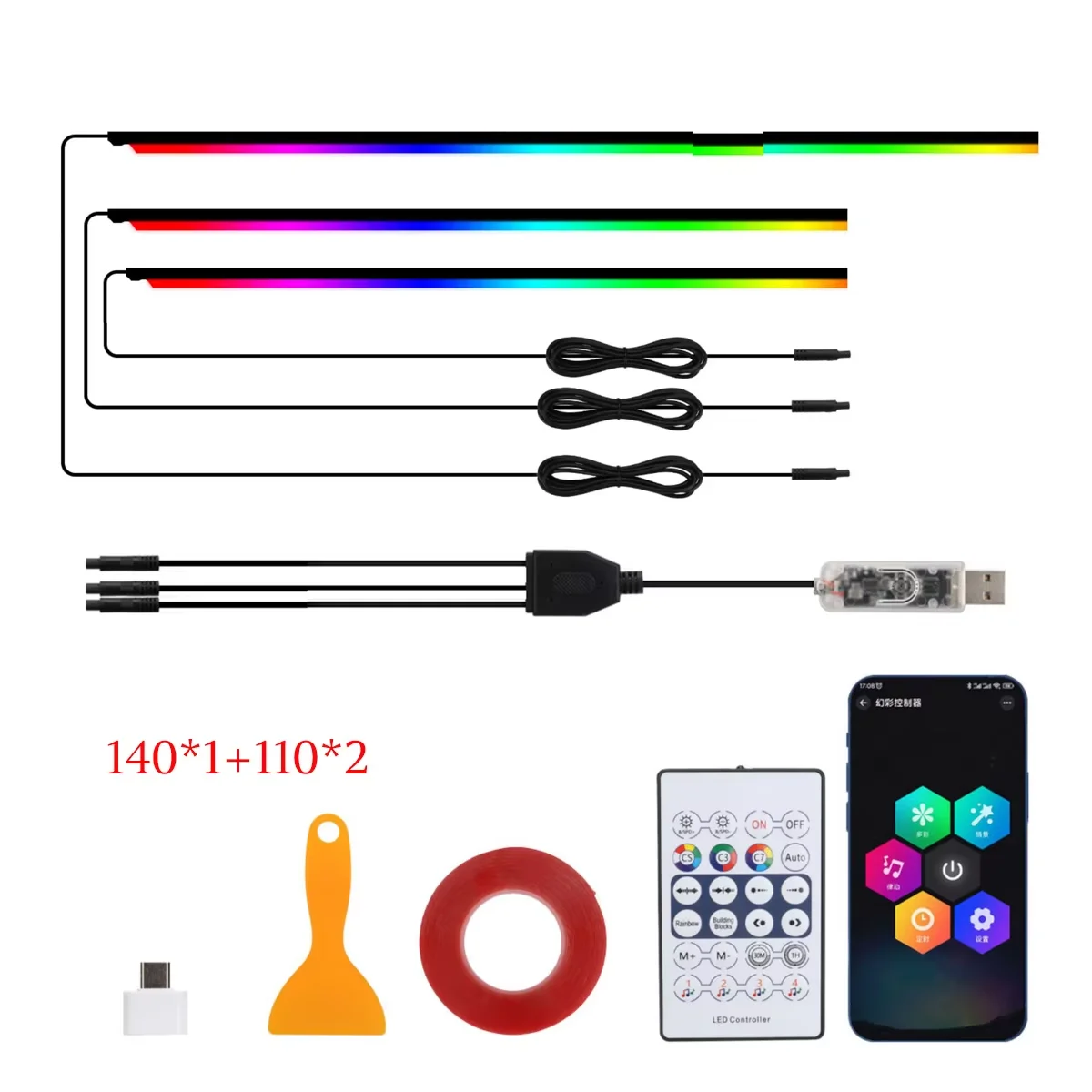 ตัวเลือกสินค้า แถบไฟ LED อะคริลิค RGB ปรับสีได้ ตกแต่งบ้าน