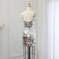 Sparkly Silver Sequin Mini Short Cocktail Prom Dresses 2024 Luxury Gala Wedding Birthday Party Gowns 007 1