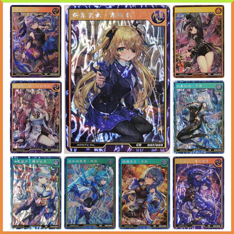 

Anime Goddess Story DIY ACG Laser CR Flash Card Hu Tao Beelzebul Eula Keqing Toys for boys Collectible Cards Birthday Present