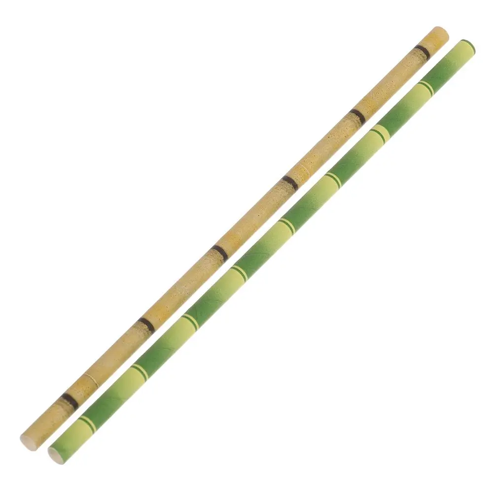 25pcs Decor Birthday Wedding Party Supplies Green Bamboo Drinking Straws Paper Straw