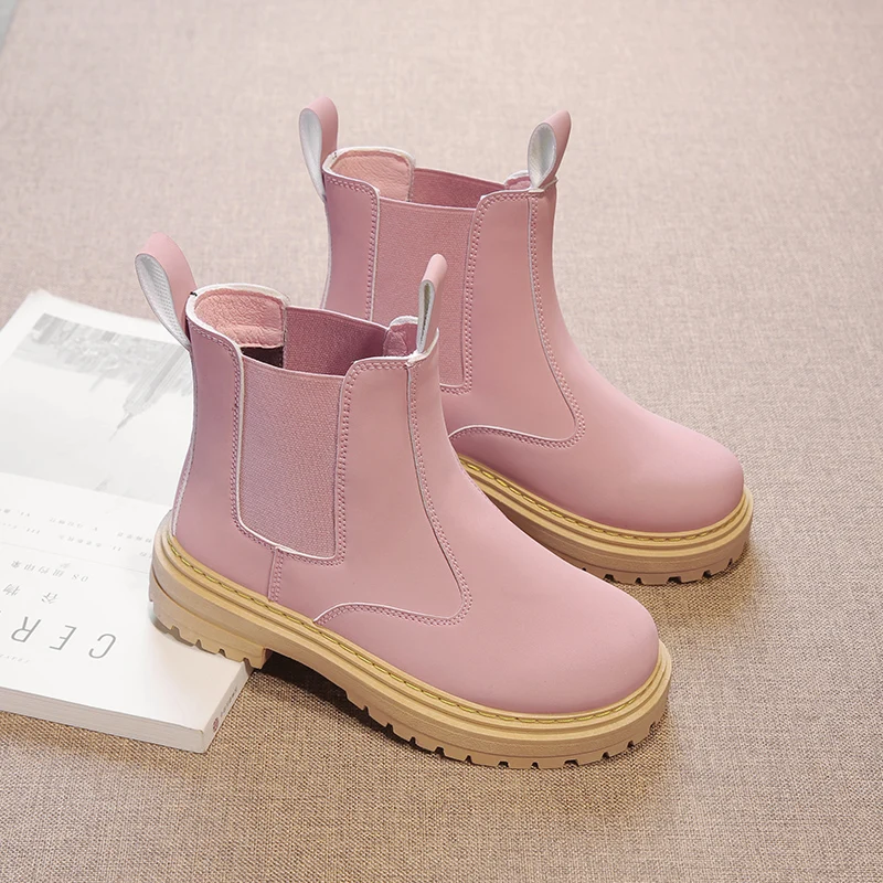 

Girls Boys Ankle Leather Boots Outdoor Hiking Waterproof Anti-Slip Durable Combat Bootie for Kids