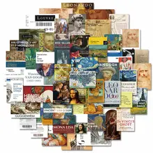 

50Pcs Da Vinci Van Gogh Famous Painting Retro Stickers Diy Computer Notebook Guitar Luggage Hand Account Graffiti Kid Toys