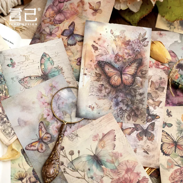 100 pcs Floral butterfly material This vintage ins hand tent