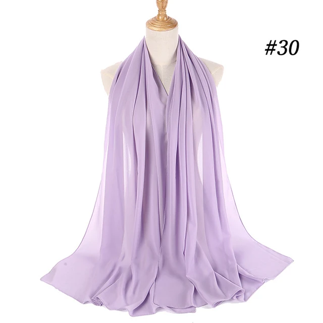 Musulman en mousseline de soie Hijab femmes bulle en mousseline de soie écharpe pour femmes dames voile musulman Islam couleur unie malaisie Musulman Wrap foulards