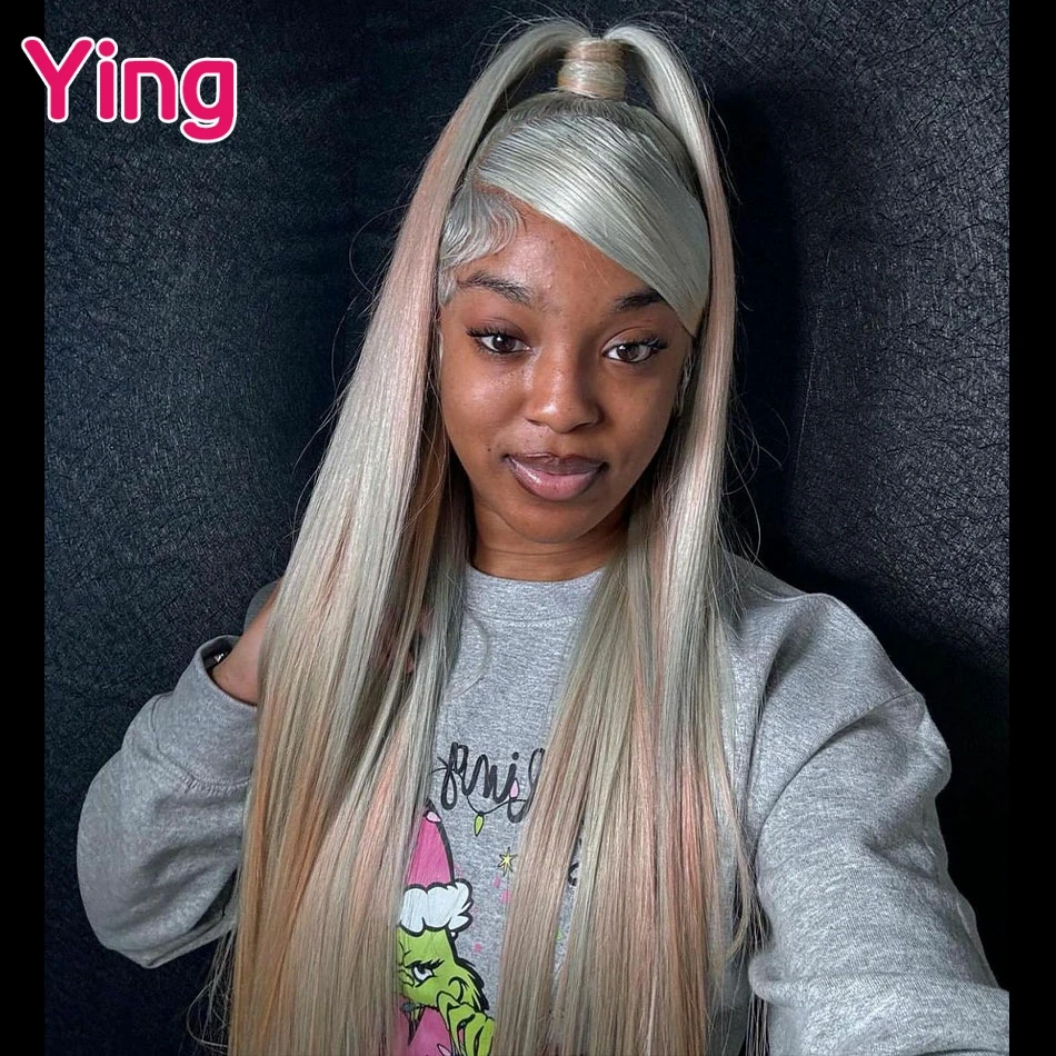 

Ying Omber Skin Pink Bone Straight 13X6 HD Lace Frontal Wig Human Hair Wig Brazilian Remy 180% PrePlucked 13X4 Lace Front Wigs