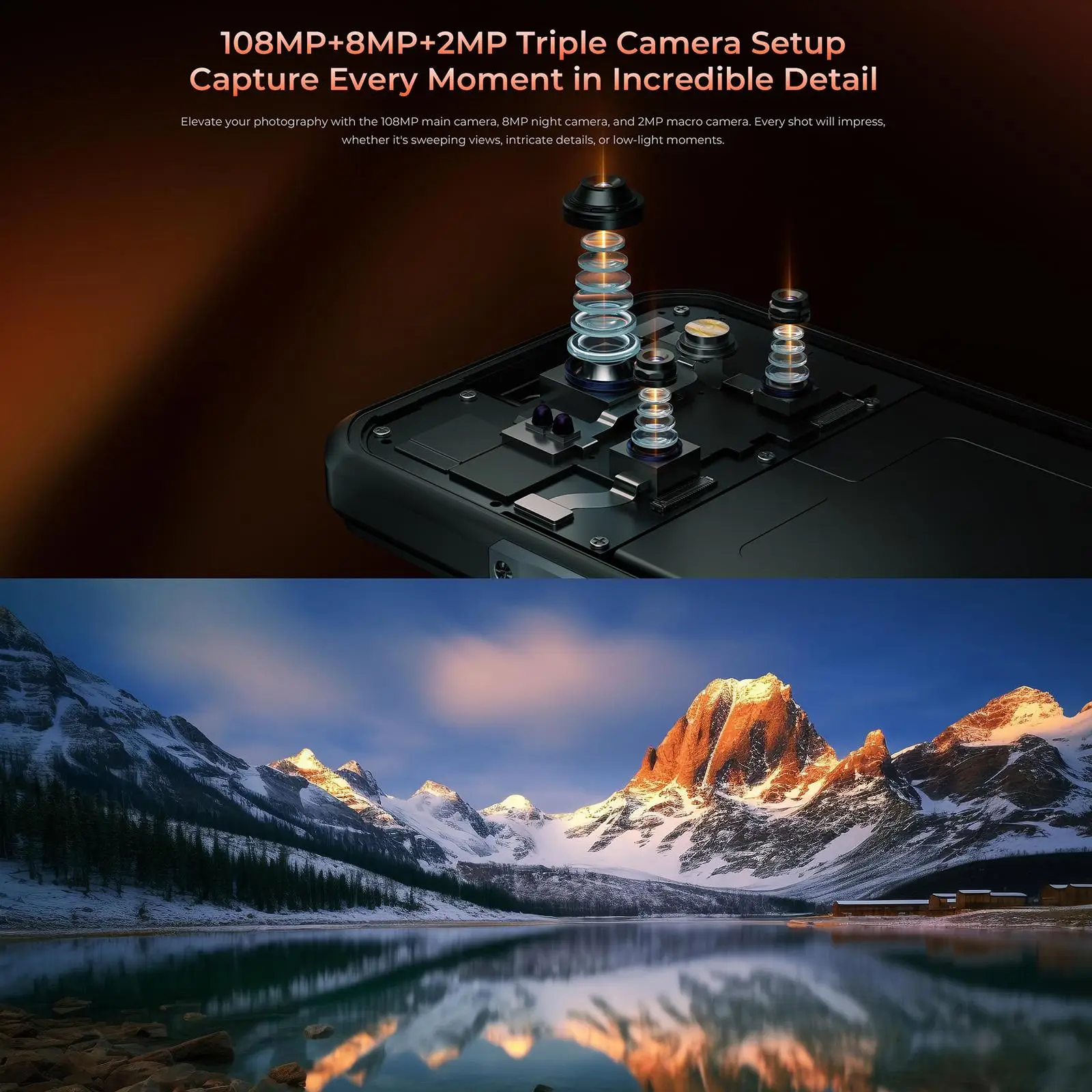 Oukitel WP55 5G Rugged Smartphone 11000mAh Battery 33W 108MP Camera 12GB+256GB 6.6 inch FHD+ IPS Display 120Hz Android 15 NFC