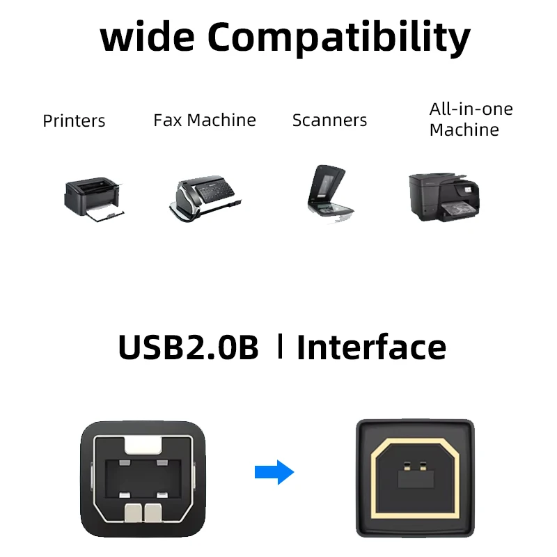 USB 프린터 케이블 USB 유형 B 남성-남성 USB 3.0 2.0 케이블 Canon HP Epson ZJiang 라벨 프린터 USB 2.0 프린터