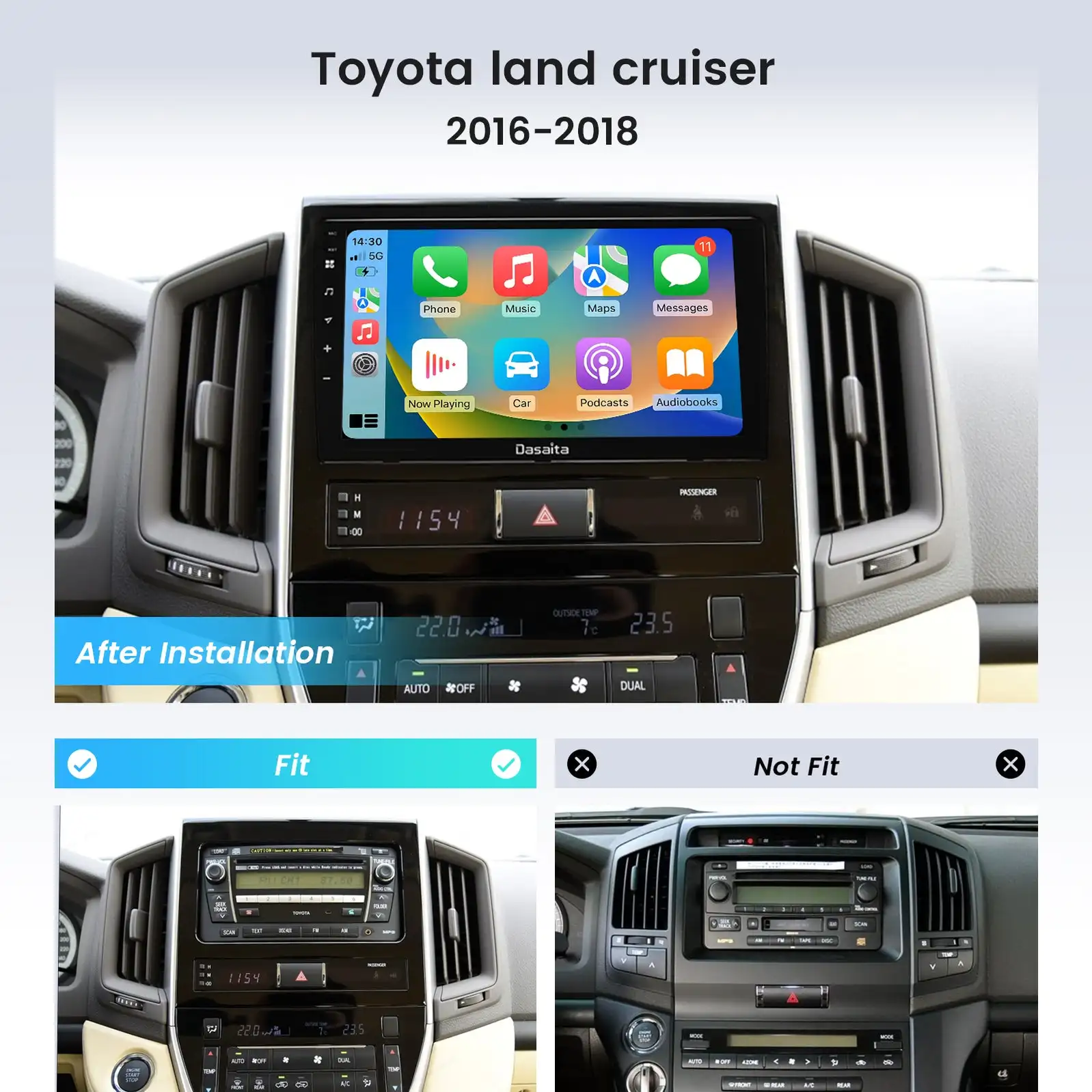 

Dasaita Android12 Car Stereo for Toyota Land Cruiser 2016-2018 Carplay Android Auto Radio Qualcomm 665 9" QLED Screen 8G+256G