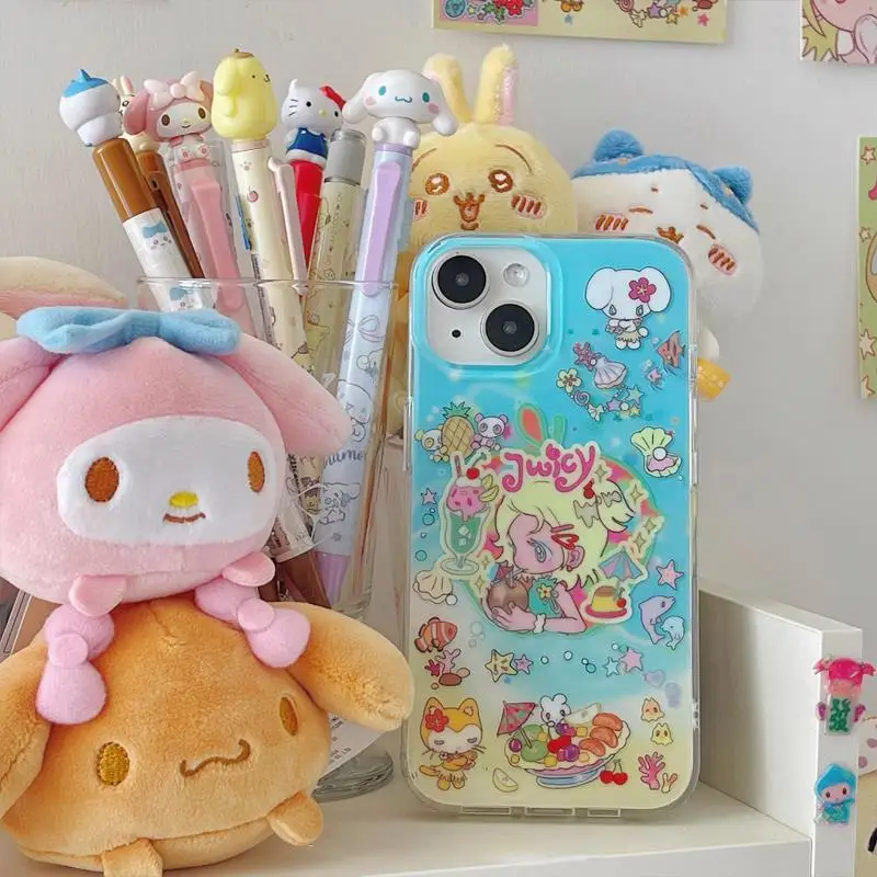 Blue Yellow Little Girl Minimalist Fashion Phone Case - Advanced Versatile Design