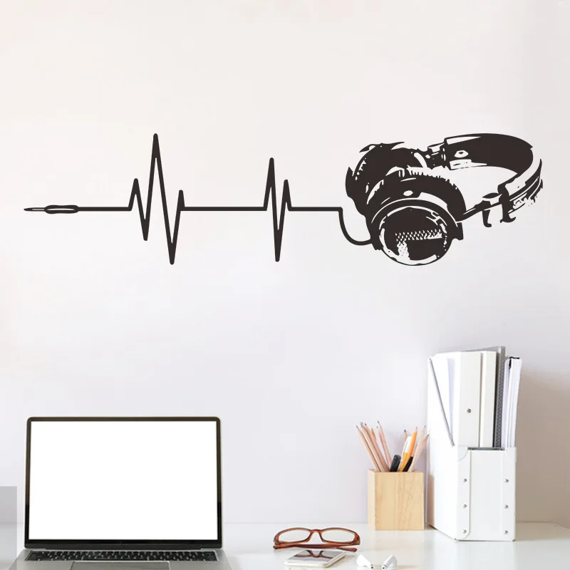 Audio Gaming Headphones 3D Vinyl Wall Stickers for Home Kids Bedroom Boy Game Room Gamer Zone Internet Cafe Decoration Art Mural