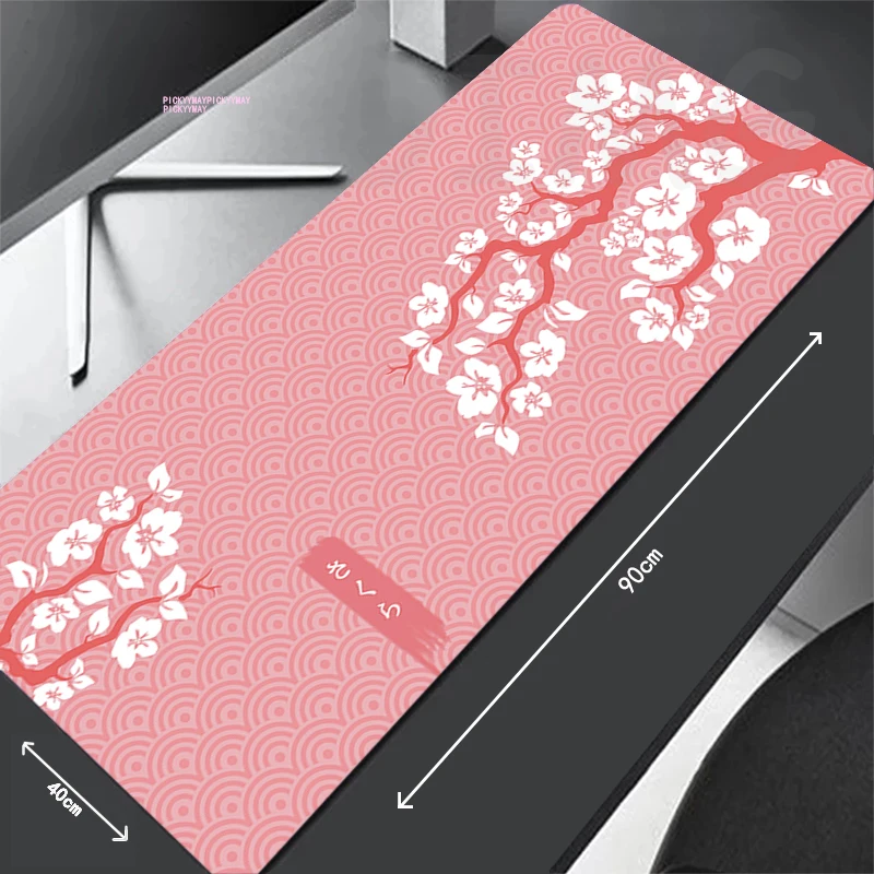 thumbnail image 1 of Alfombrillas de ratón grandes para videojuegos, alfombrilla de ratón Sakura para ordenador, alfombrilla de ratón de 90x40cm, almohadillas de escritorio para teclado de PC, alfombra de mesa, 1 of 5