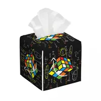 Custom Cool Math Rubix Rubik Player Cube Facial Tissue Box Cover Square Rubics Math Lovers PU Leather Tissue Box Holder for 1