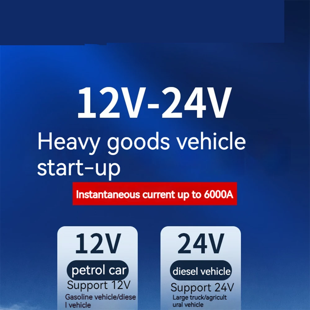 Car mounted battery starter 8000A jump starter 1998000mAh large capacity truck car universal unrestricted models