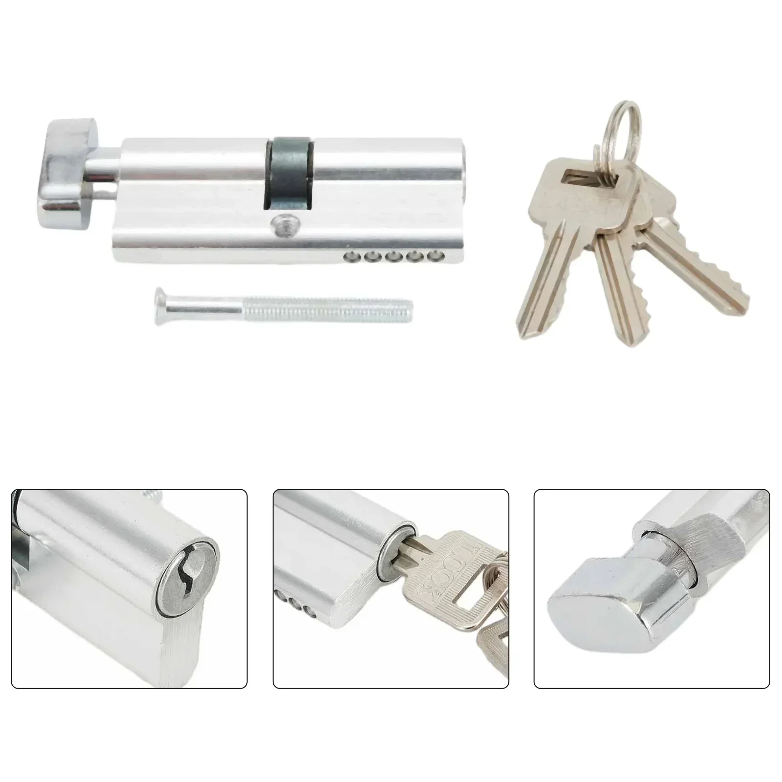1Pc Door Lock With 3 Keys Cylinder Thumb Turn Cylinder Door Lock UPVC Anti Pick 35/35 + 3 Keys Kit Anti-Theft Entrance Aluminum