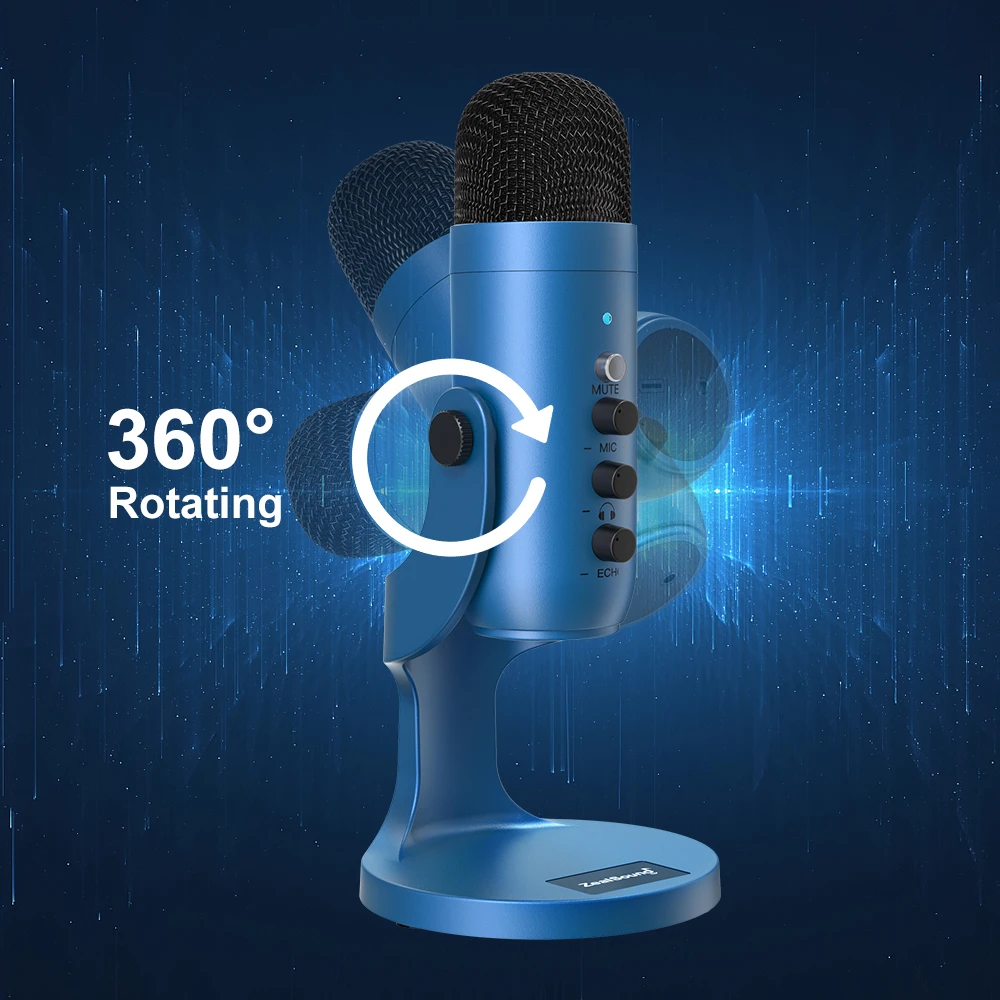 USB Condenser Podcast PC Microphone: Vocal Recording Streaming Mic Studio  Professional Zero Latency Monitoring Kit for Singing Skype Gaming Voice