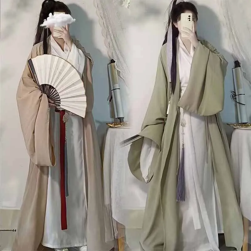 

Hanfu Dress Women Chinese Traditional Vintage Hanfu Halloween Carnival Cosplay Costume Hanfu Gown+Long Coat 2pcs Sets Plus Size