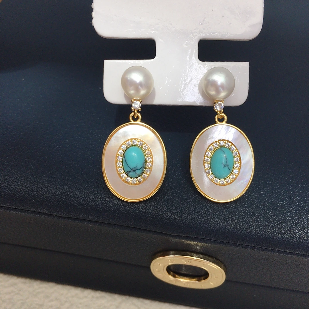 ZHBORUINI 2025 Neue Retro Elliptische Natürliche Muschel Süßwasser Perle Ohrringe frauen Mode Schmuck Zubehör für Bankett – Detail 10