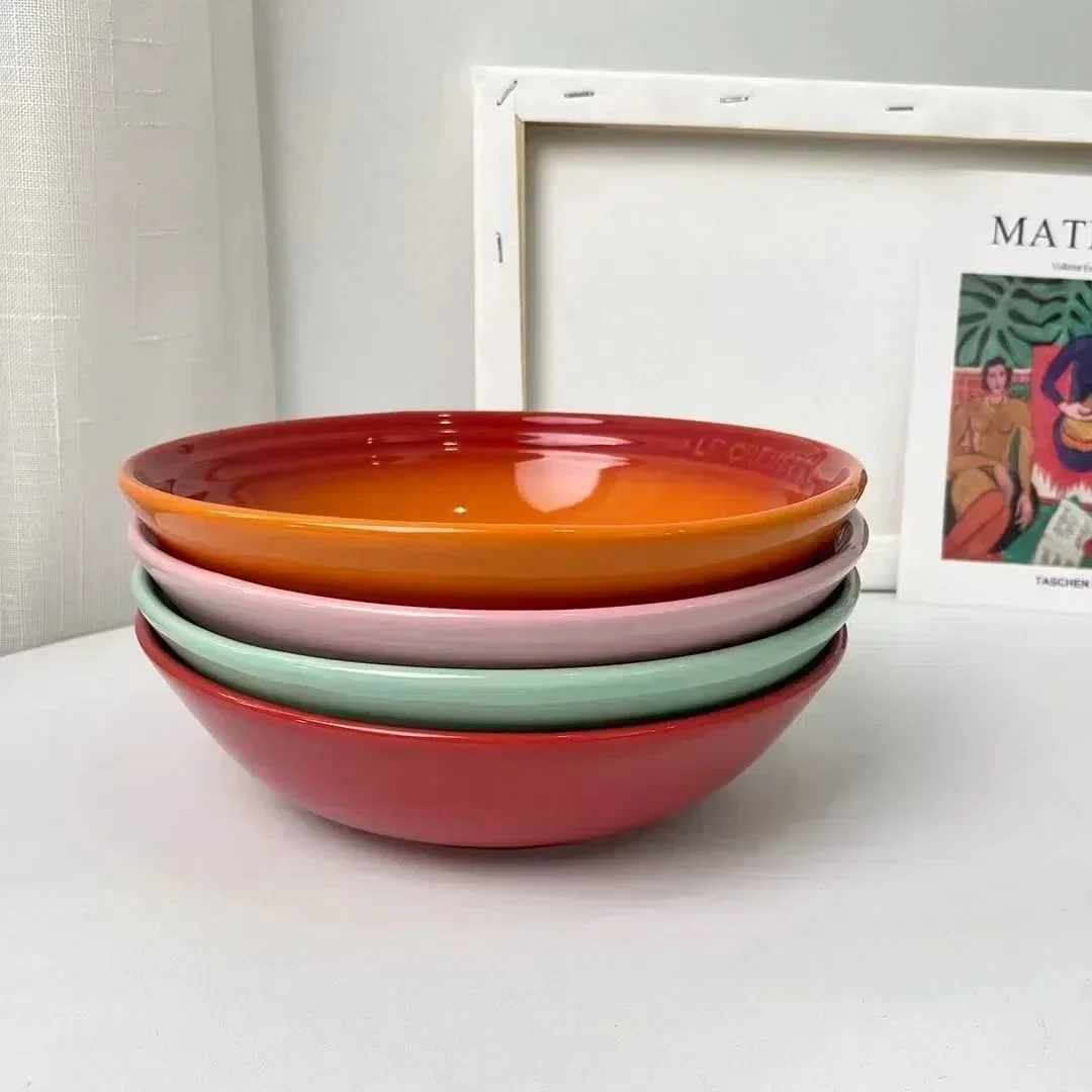 Dining Dish 7 inches Porcelain Soup Bowl 1 Pack Ceramic Dinner Plate Dessert Salad Food Dish Kitchen Serving Tray Colorful Deep Tableware
