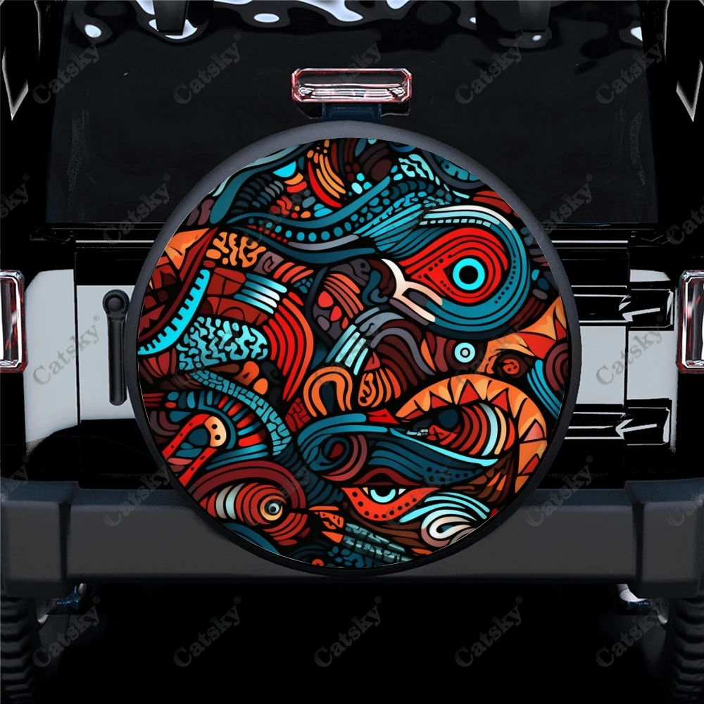 

Универсальный чехол для запасных колес гоночного племенного узора из полиэстера, индивидуальные покрышки для шин для прицепа, фургона, внедорожника, грузовика, кемпера