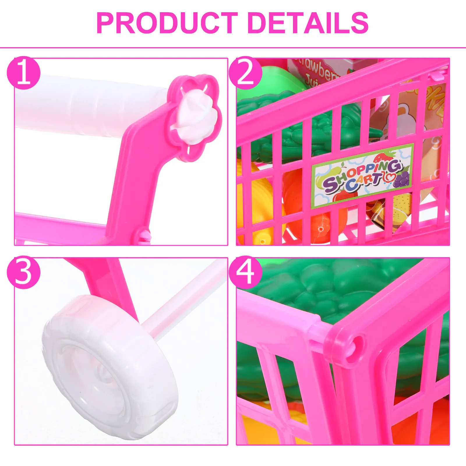 1Pcs 미니 슈퍼마켓 카트 시뮬레이션 어린이 놀이 집 수납 랙 독립성 개발 및 수납 능력 향상