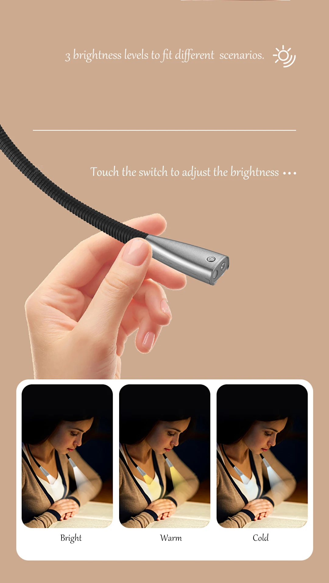 Lâmpada de Leitura do Livro da Luz do Pescoço do Diodo Emissor de Luz Perfeito para a Noite Corre o Acampamento Cores Braços Dobráveis Recarregável Duradouro Que Etc. 3 2500mah 4 do pescoço do diodo emissor de luz
